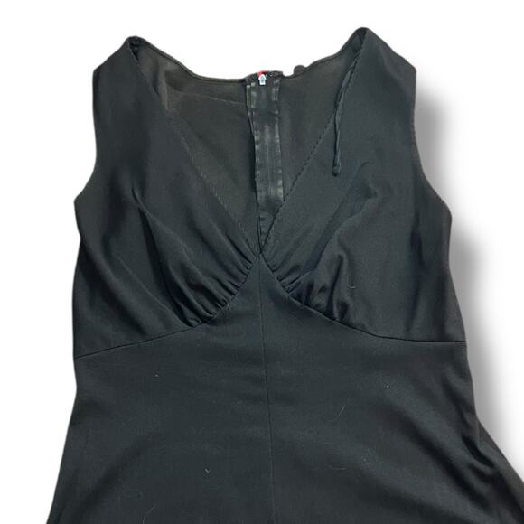 1970s Vintage Black Maxi Dress Sleeveless Deep V Neck Boho Glam - Picture 8 of 8